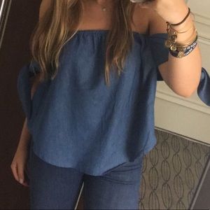 Chambray off the shoulder top